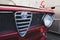 Vintage motorsport, 60s car Alfa Romeo Giulia Sprint GTA detail, front radiator with