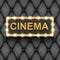 Vintage movie, cinematography and theater poster. Welcome neon retro 3d classic film posters board gold text in 3d on black