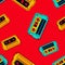 Vintage music cassette seamless pattern