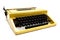 Vintage mustard yellow typewriter on a white background