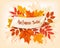 Vintage nature autumn sale background with colorful leaves