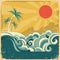 Vintage nature tropical seascape background with p