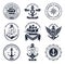 Vintage nautical badges and labels collection