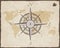 Vintage Nautical Compass. Old Map Vector Paper Texture with Torn Border Frame. Wind rose