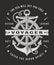 Vintage Nautical Voyager Typography On Black Background