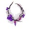 Vintage necklace decorated with beads, braid, laces and purple s