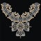 Vintage necklace female embroidery silver and gold rhinestones, precious stones, gems, fashion print t-shirt shine from brilliant