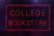 Vintage Neon College Bookstore Sign in Rainy Window