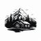Vintage Neotraditional Cabin And Mountain Silhouette Artwork