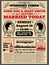 Vintage newspaper front page, wedding invitation vector layout