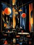 Vintage nightclub in art deco vibrant colors