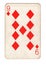A vintage nine of diamonds playing card.