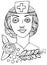 Vintage Nurse Miss Mary Jane floral black & white