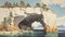 Vintage Oil Painting Of Rocky Entrance In Lake Tahoe