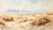 Vintage Oil Painting Of Sand Dunes On White Background