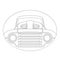 Vintage old american car, vector illustration, front view, lining