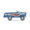 Vintage, old blue toy pedal car.