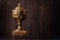 Vintage Old Brass Trophy Cup With Marble Pedestal