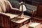 Vintage old chair and wooden table on boat