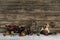 Vintage: old children toys for a christmas decoration - car, horse, bicycle.