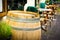 Vintage old fashioned cafe chairs with table in Copenhagen