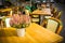 Vintage old fashioned cafe chairs with table in Copenhagen, Denmark