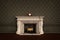 Vintage old fashioned fireplace with carriage clock on the mantelpiece. 3D rendering