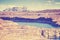 Vintage old film style photo of Lake Powell and Glen Canyon, USA
