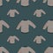 Vintage old grey sweater silhouettes seamless pattern on pale dark blue background