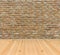 Vintage old grunge brick wall pine wood floor room architecture
