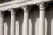 Vintage Old Justice Courthouse Column. Neoclassical colonnade with corinthian columns as part of a public building