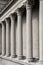 Vintage Old Justice Courthouse Column. Neoclassical colonnade with corinthian columns as part of a public building