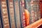 Vintage old religious books on a shelf, Jerusalem