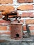 Vintage old rusty metal fire lamp