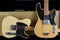 Vintage and old very worn electric guitar and bass - lots of character and wear