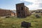 Vintage old west abandoned buildings and wagon in ghost town Bodie, California