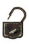 Vintage open padlock over white