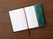 Vintage Opened Green Leather Journal Diary