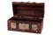 Vintage opened wooden treasure chest