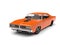 Vintage orange American muscle car with big engine block