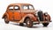 Vintage Orange Car With Rust - 1940s1950s Bronze Patina Style