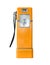 Vintage orange fuel pump on white