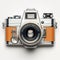 Vintage Orange And Silver Camera On White Background