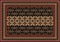 Vintage oriental carpet in brown and black shades with beige stripe in the center and gray with red patterns