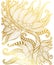 Vintage ornamental elegant pattern, outline golden gradient color, isolated on white background.