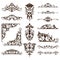 Vintage ornaments design elements floral curlicues white background curbs frame corners stickers