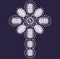 Vintage Ornate Christian Cross from brilliant stones,violet rhinestone applique.