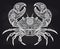 Vintage ornate crab on blackboard