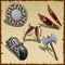 Vintage outfit of a medieval warrior, five items