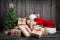 Vintage packages, Christmas tree and Santa Hat